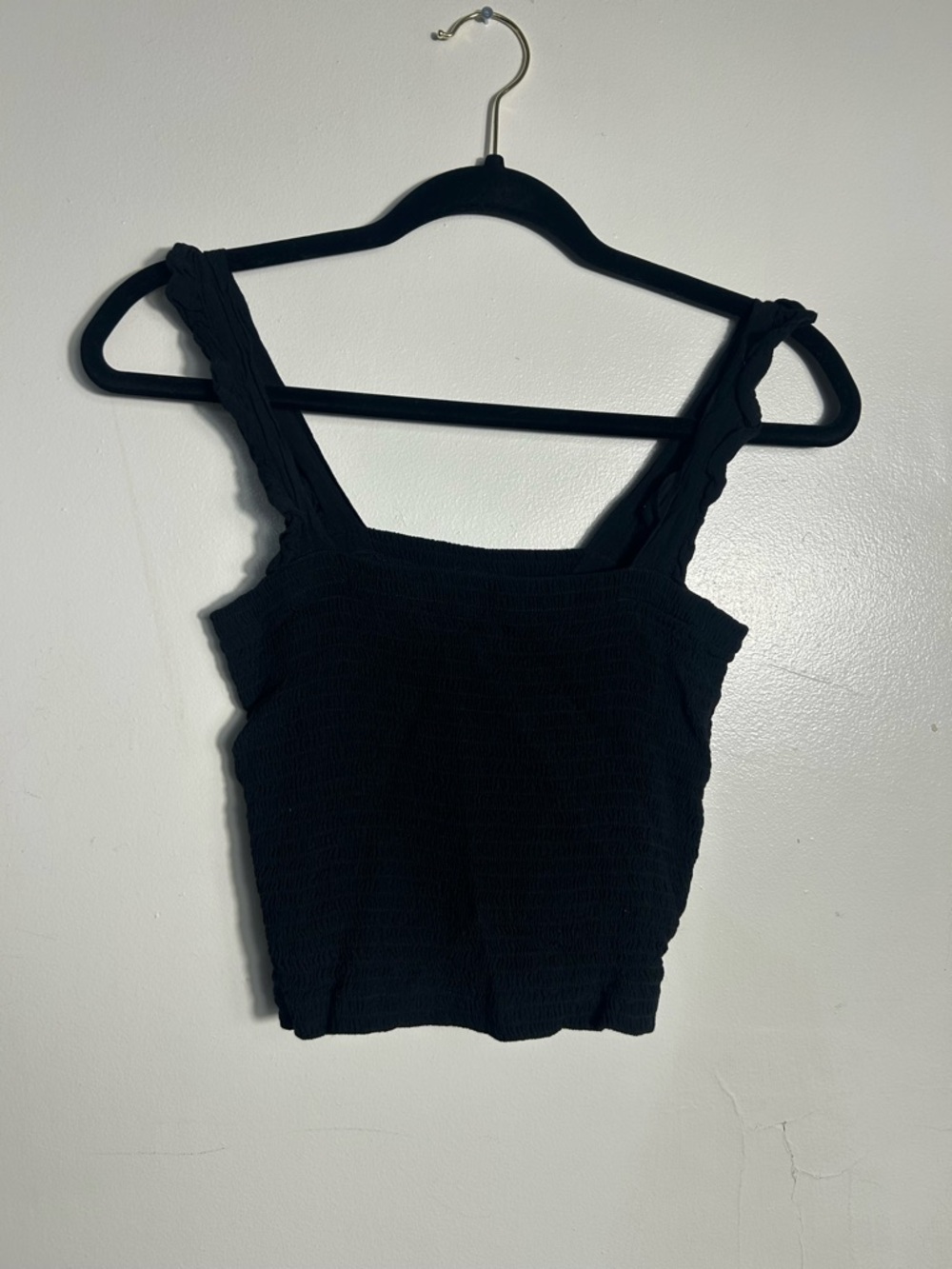 Victoria's Secret Black Smocked Square-Neck Crop Top